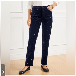 TALBOTS WOMEN’S VELVETEEN STRAIGHT LEG PANTS EMBROIDERED PENGUINS Size 24W